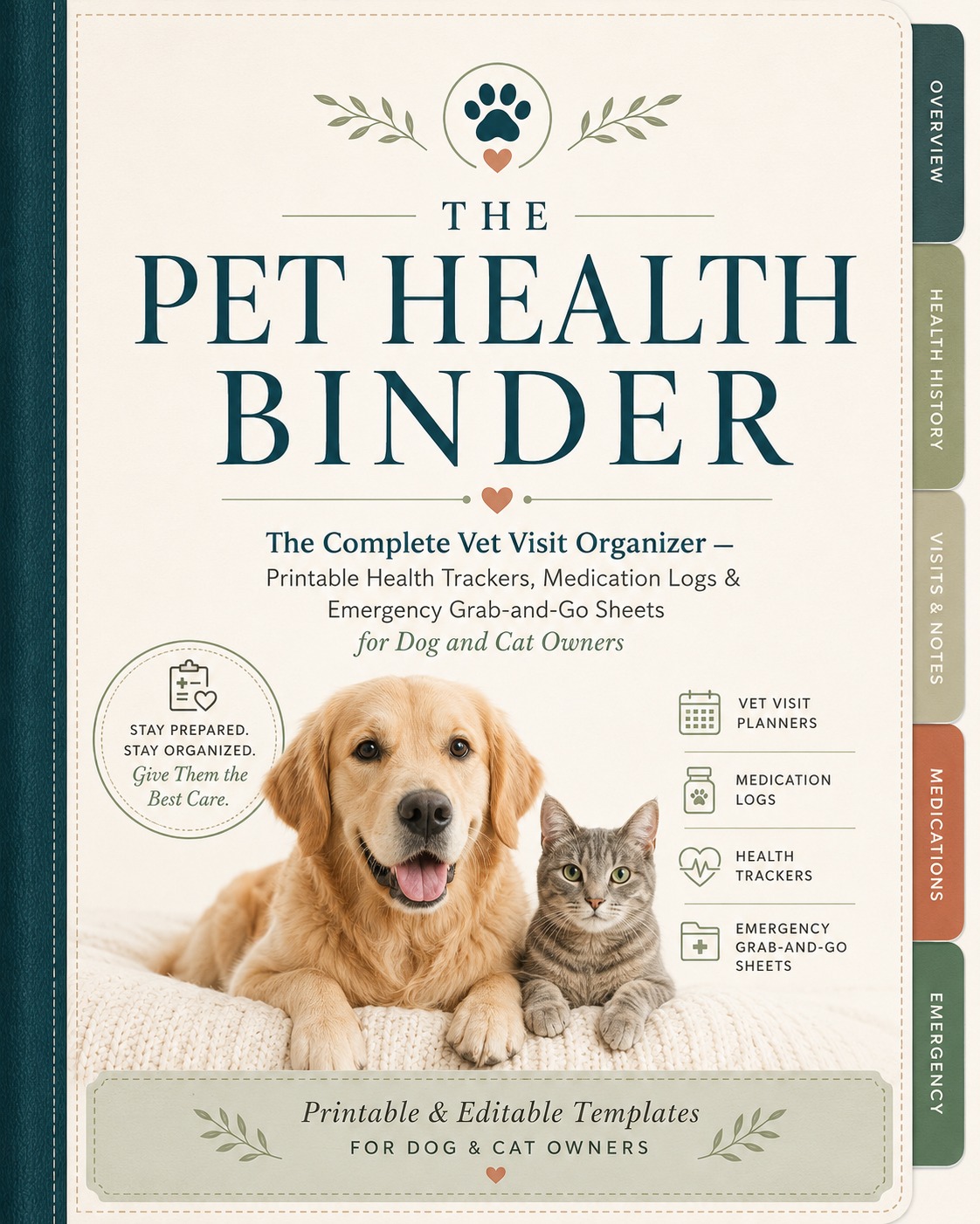 The Pet Health Binder — premium printable cover