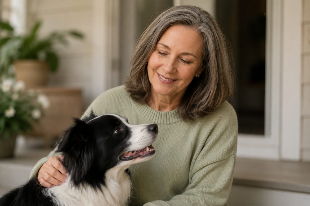 Jennifer Walsh with her Border Collie, Scout